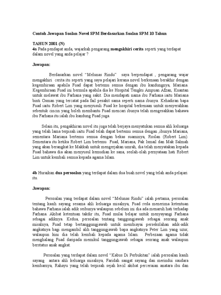 Contoh Soalan Novel Spm