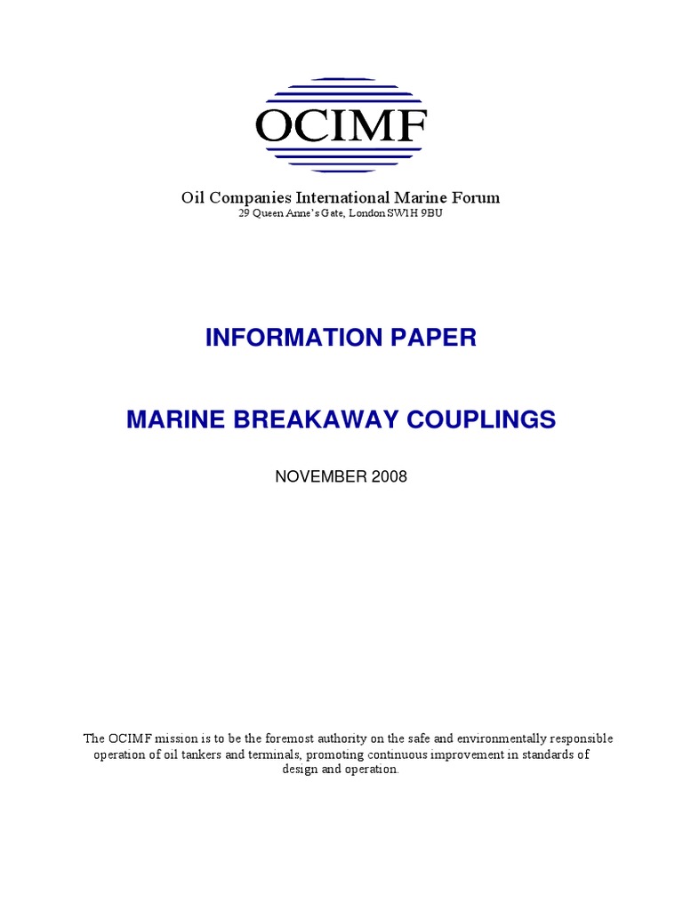 Marine Breakaway Couplings Information Paper | PDF | Fatigue (Material ...