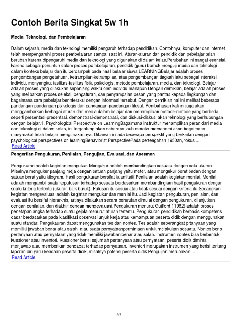 Contoh Teks Berita 5w 1h 2020 Terkait Teks