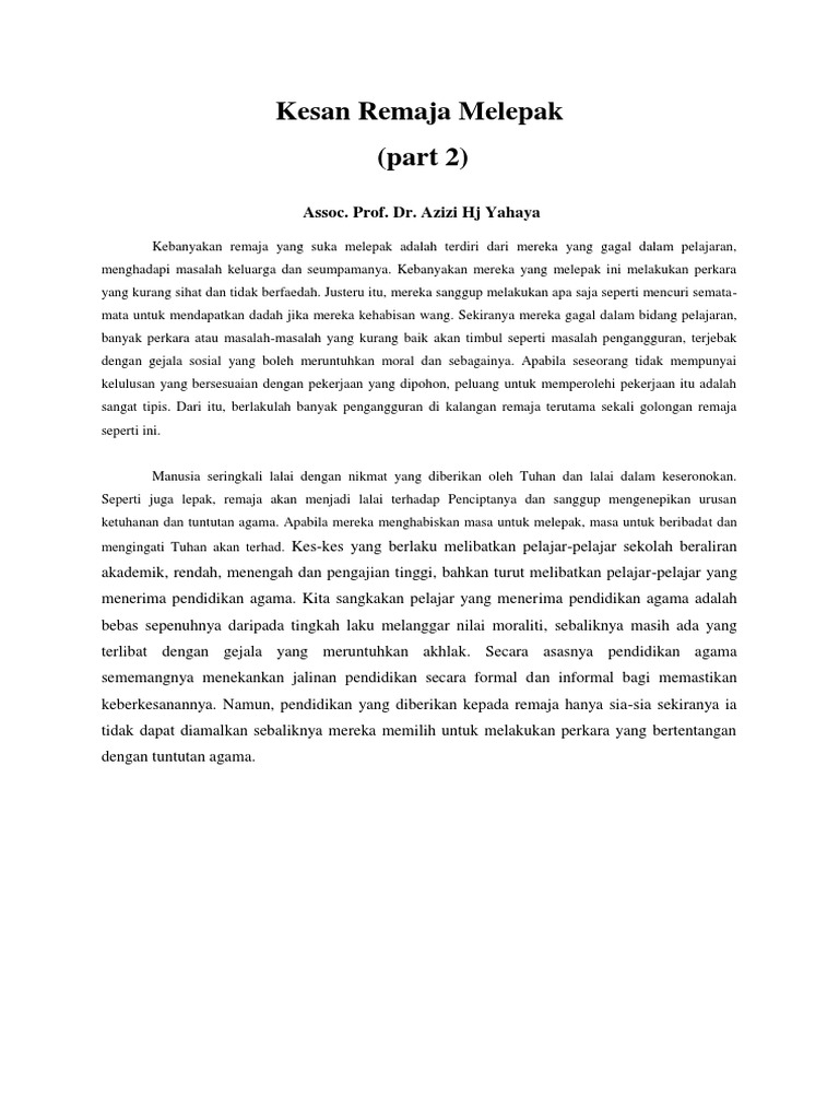 Kesan Remaja Melepak Part2 Pdf