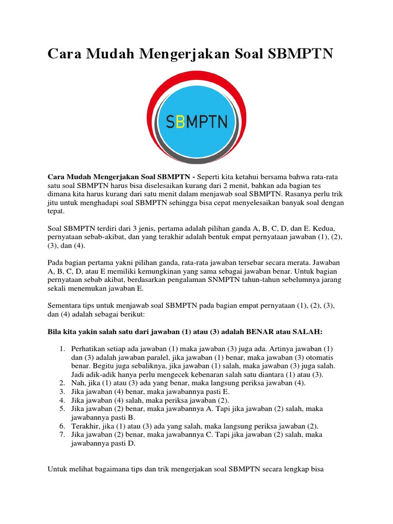 Cara Menjawab Soal Sbmptn Sebab Ilmusosial Id