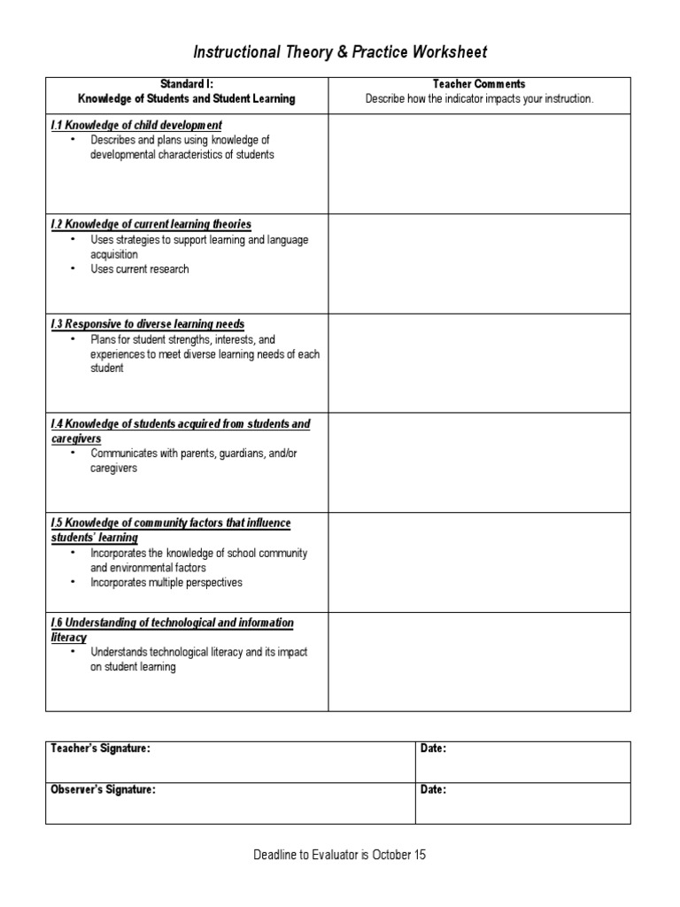 Instructional Theory & Practice Worksheet | PDF | Social Science