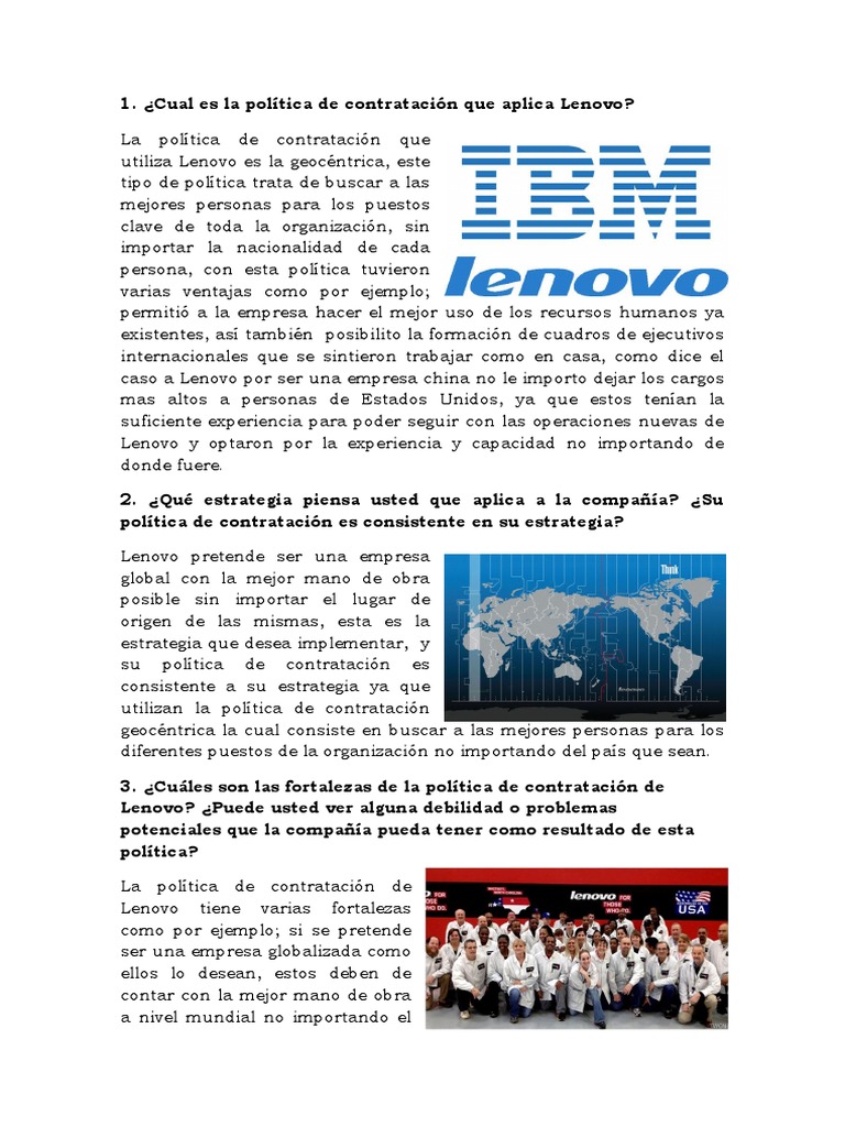 Política de Contratación Geocéntrica en Lenovo | PDF | Crecimiento ...