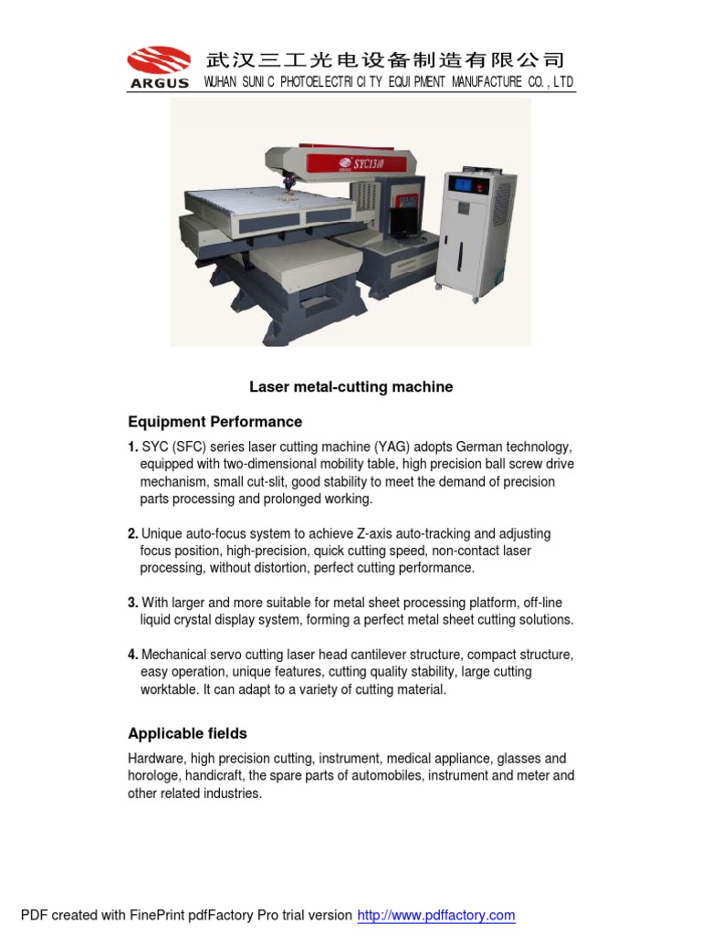 Laser Metal Cutting Machine | PDF | Laser | Sheet Metal