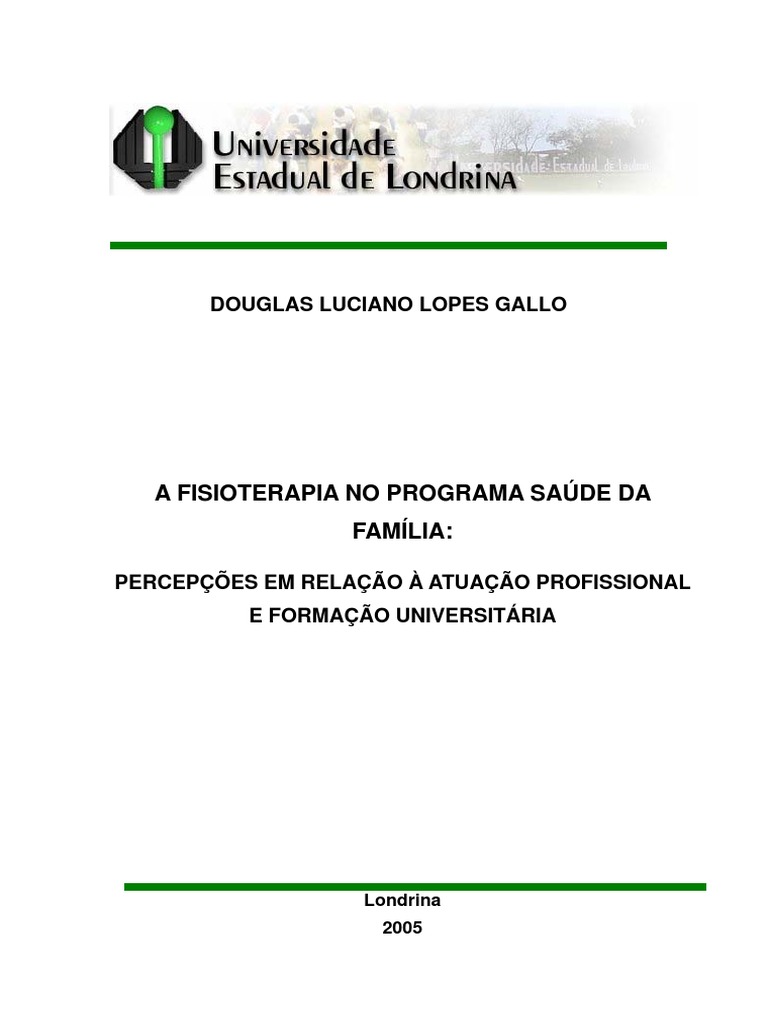 Fisioterapia No PSF PDF | PDF | Promoção de saúde | Fisioterapia