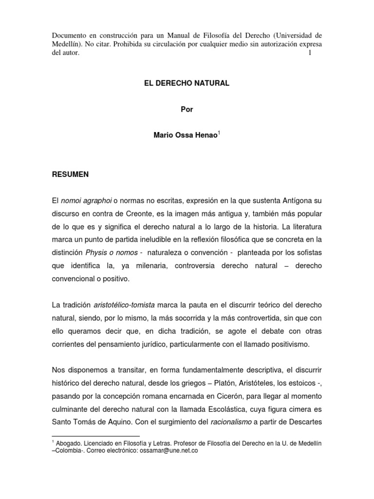 Historia del Derecho Natural y su Evolución | PDF | La Ley natural | Platón