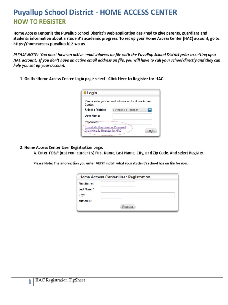Hac Registration Tipsheet | PDF