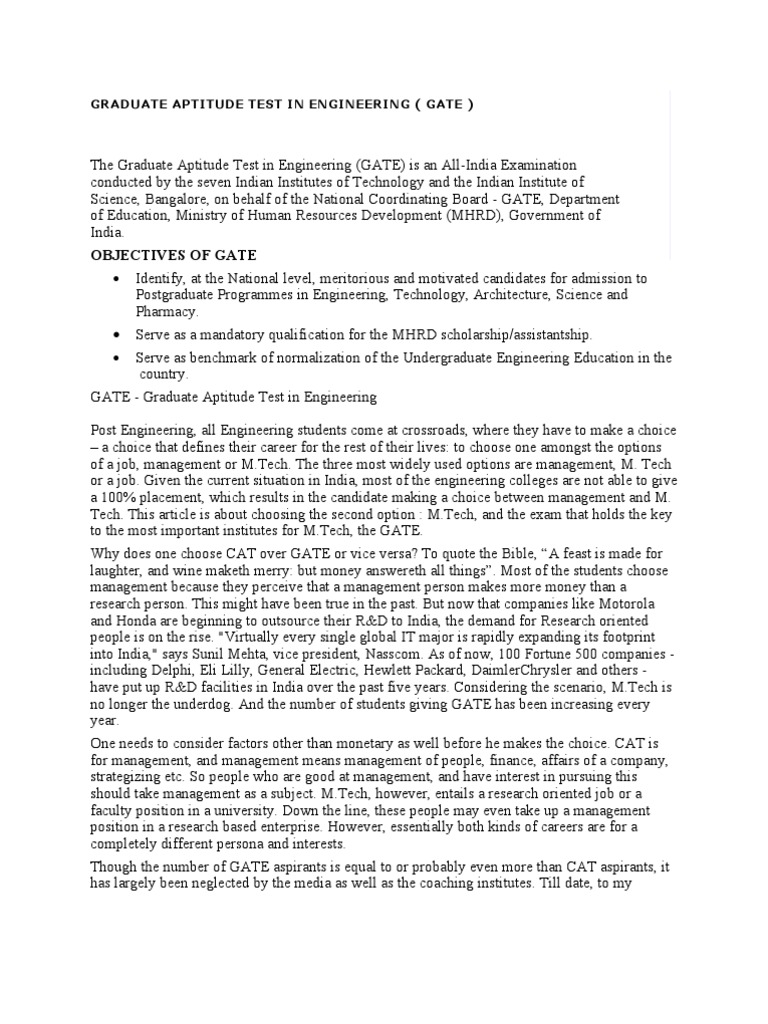 GATE: Preparing for Engineering Success | PDF | Test (Assessment) | Routing