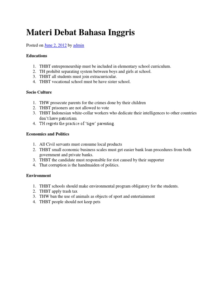 Contoh Opening Debat Bahasa Inggris - Simak Gambar Berikut