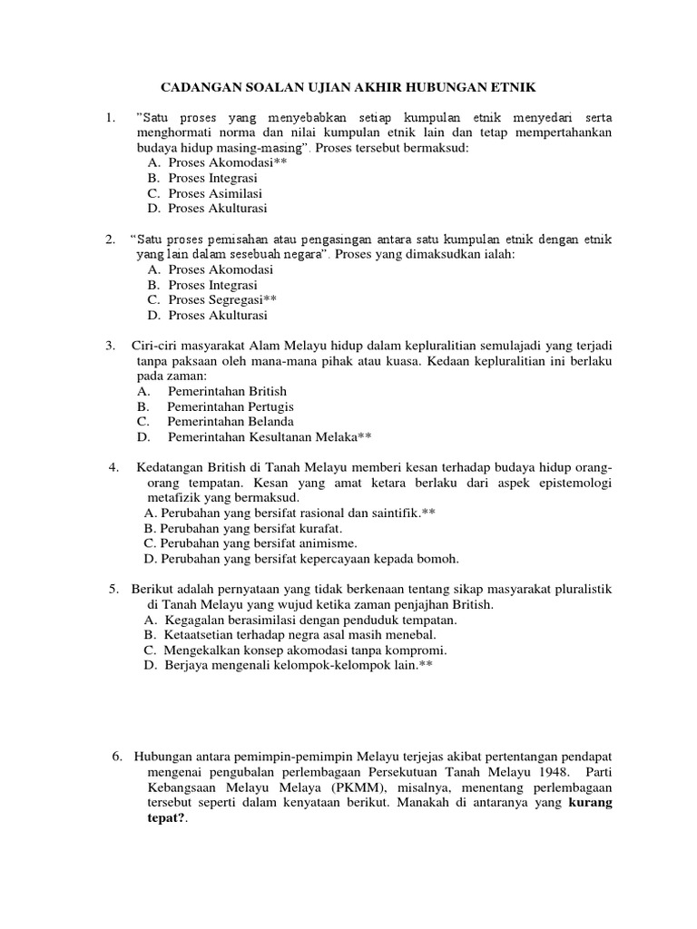 Soalan hubungan etnik