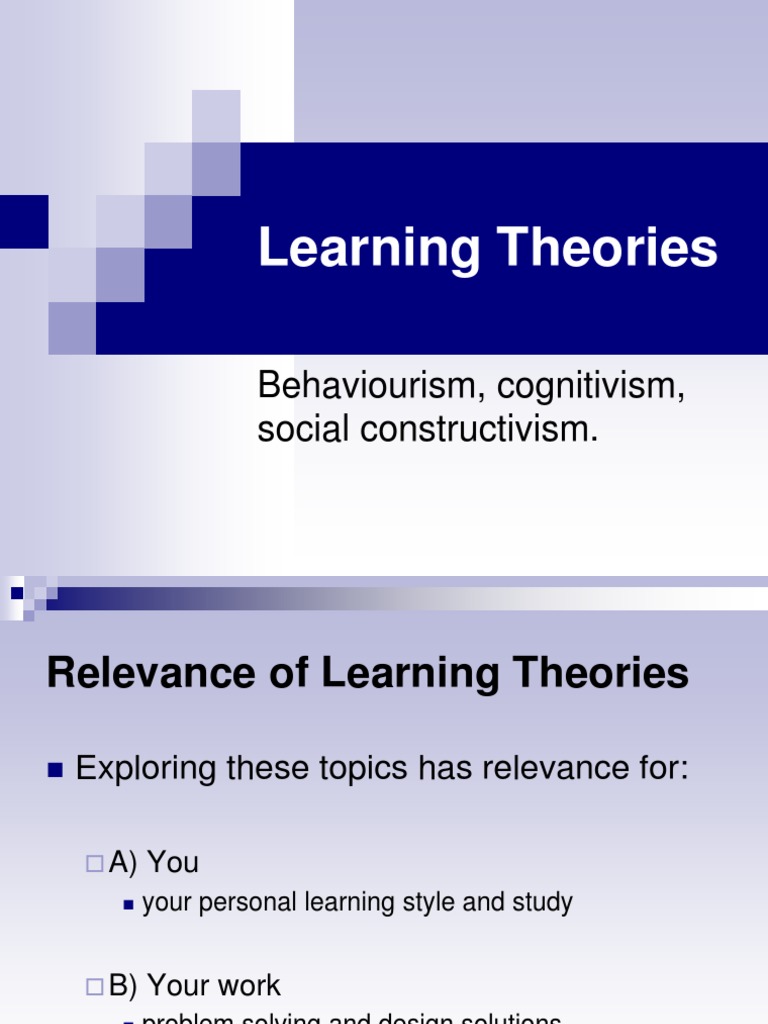Learning Theories Behaviourism, Cognitivism, Social Constructivism ...