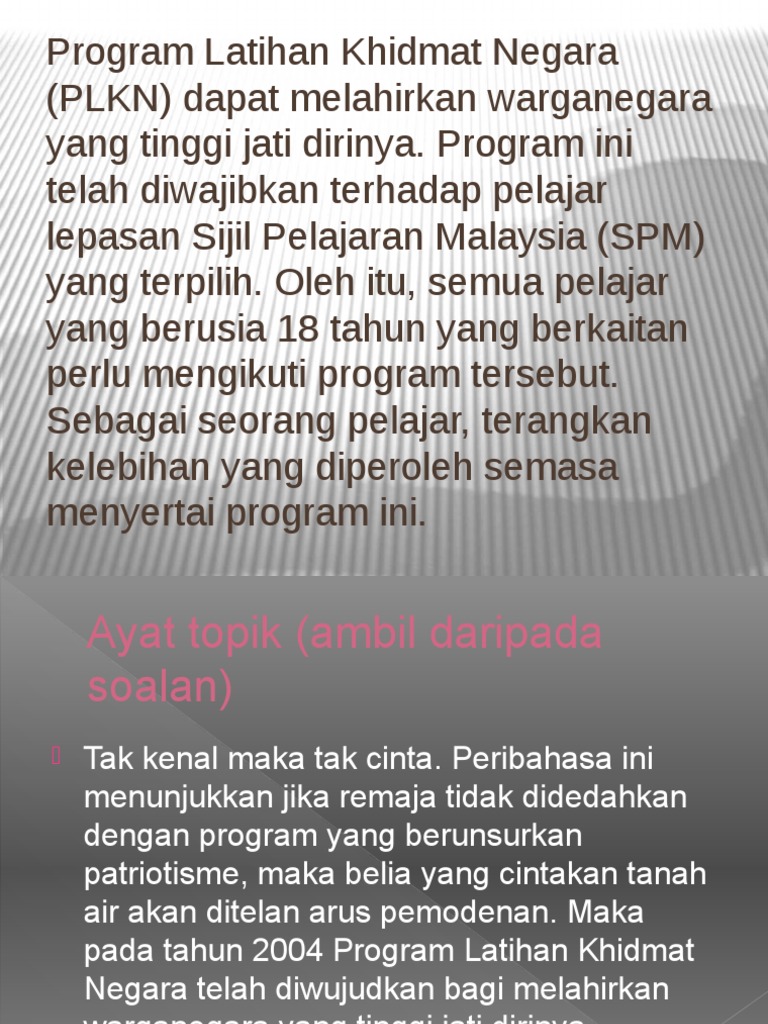 Program Latihan Khidmat Negara (PLKN) | PDF