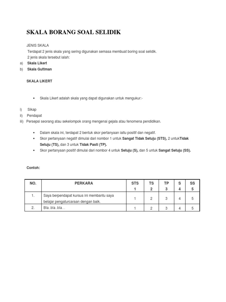 Skala Borang Soal Selidik