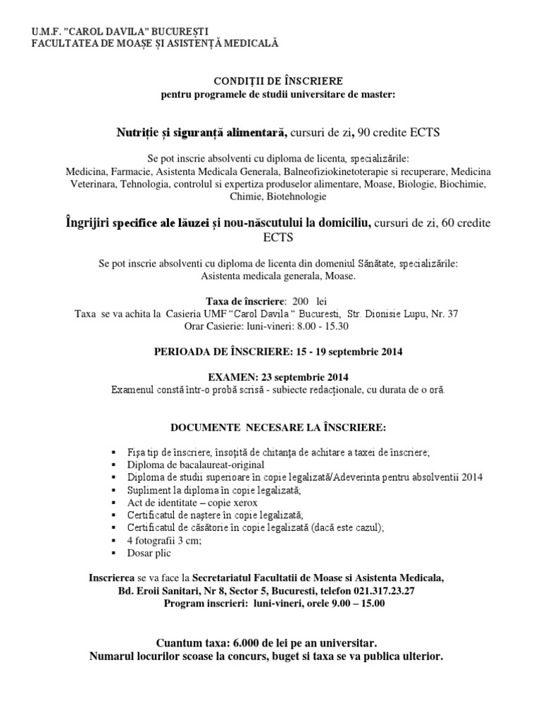 Informatii Admitere Masterate Fmam 1