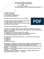 Chemistry End-of-Year Exam Questions