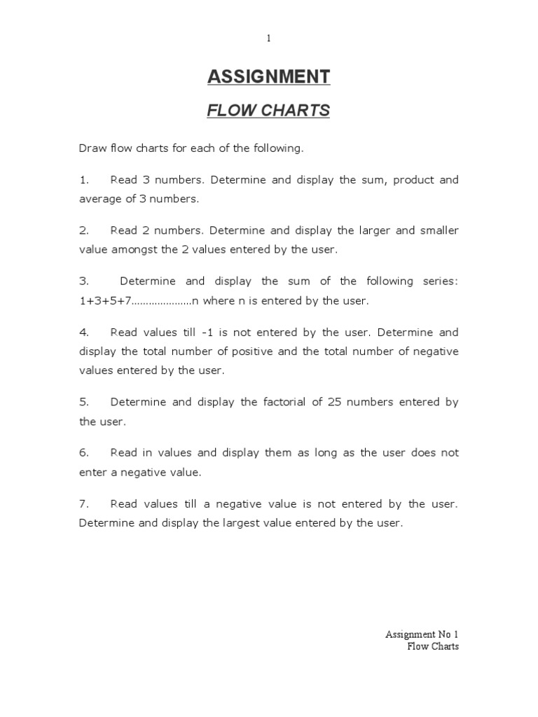 Flow Chart Assignment Instructions | PDF | Numbers | Mathematical Objects