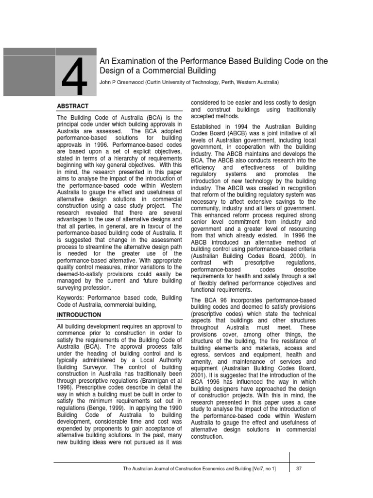Analyzing the Impact of Australia's Performance-Based Building Code ...