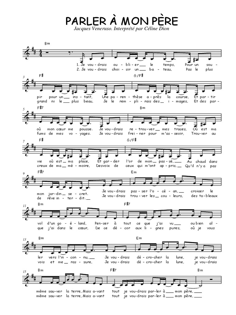 Parler A Mon Pere Pdf Musique Francophone Chansons écrites
