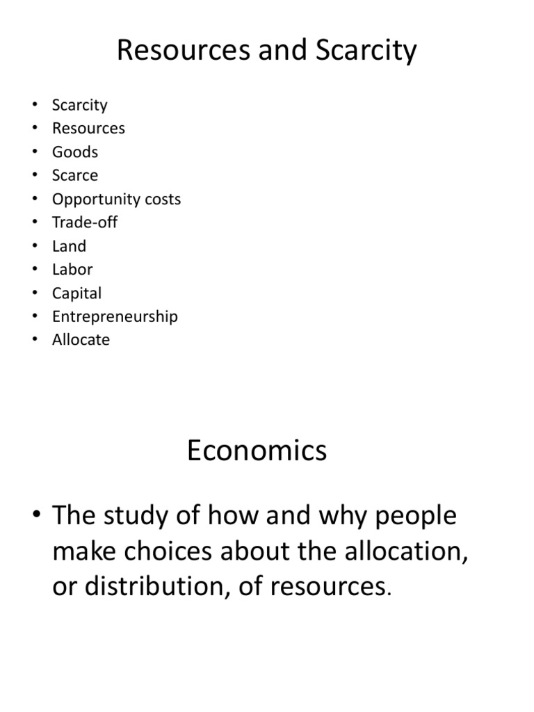 Resources And Scarcity Pdf Factors Of Production Labour Economics