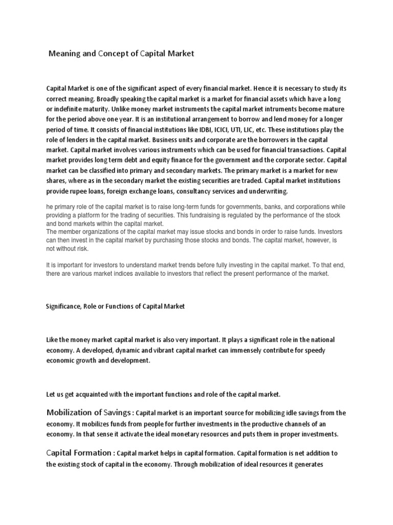Capital Market | PDF | Financial Markets | Capital Market