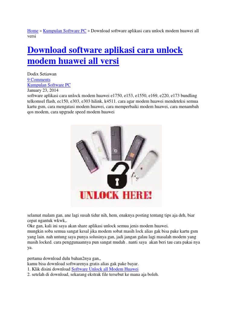 Cara Unlock Modem Huawei Semua Tipe | PDF