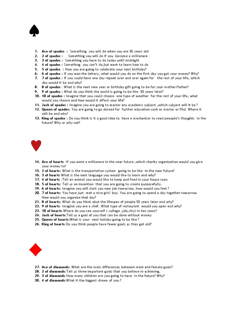 Card Games Questions | PDF | Games & Activities