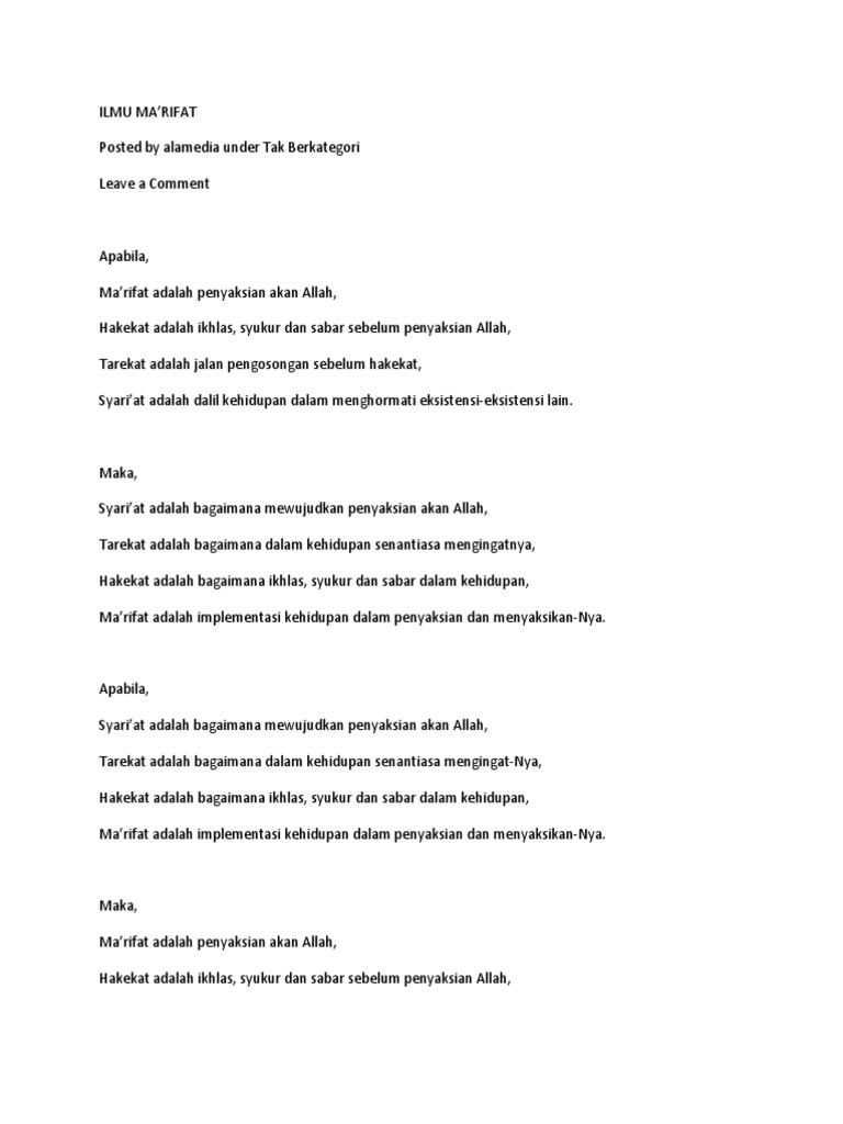 Ilmu Ma Rifat