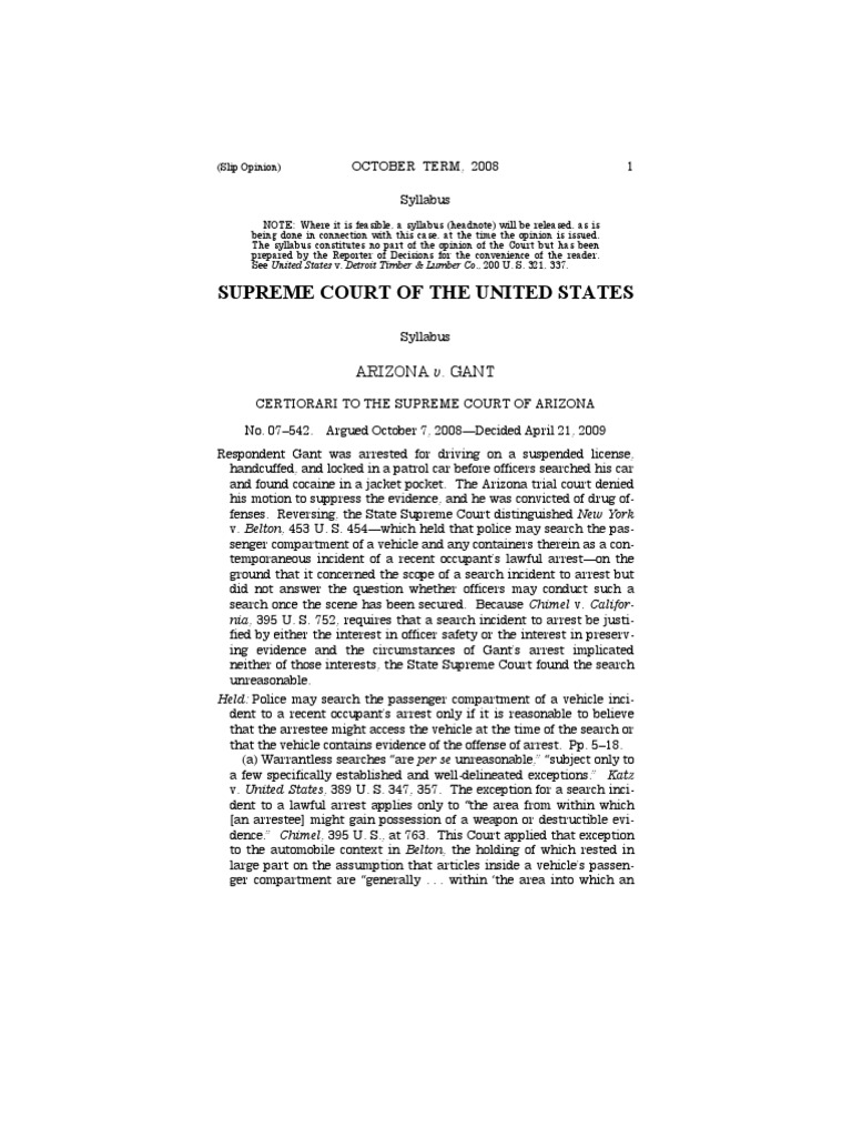 Supreme Court - 4th Amendment (Cars) | PDF | Search And Seizure ...