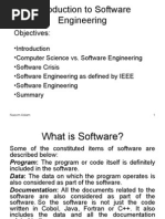 Introduction To Software Engineering: Objectives