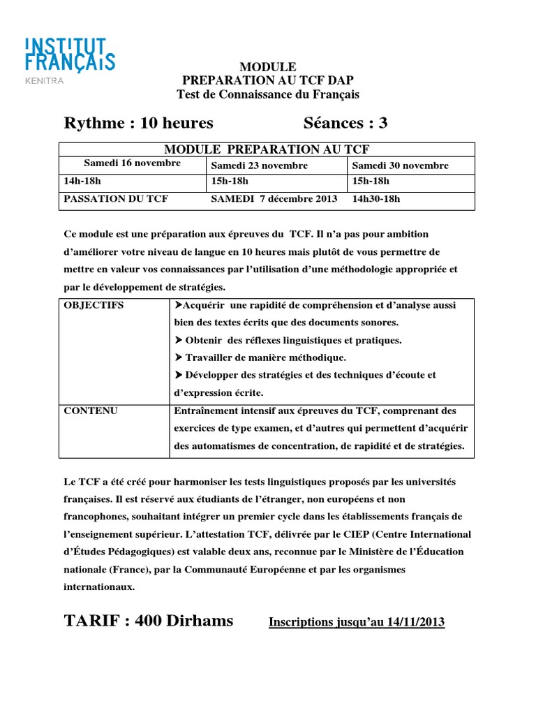Préparation au TCF en 10 heures | PDF