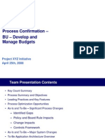 Process Confirmation - BU - Develop and Manage Budgets: Project XYZ Initiative April 25th, 2008