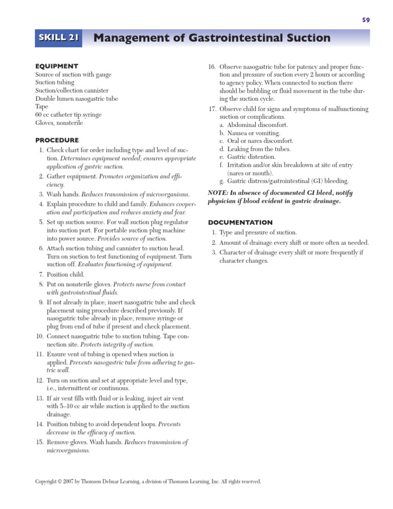 Skill 21 (1) ..Management of Gastrointestinal Suction PDF Medical