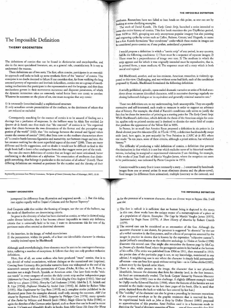 The Impossible Definition From A Comics Studies Reader | PDF