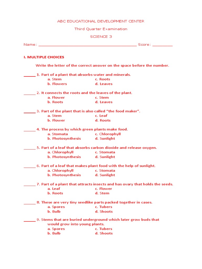 I. Multiple Choices | PDF