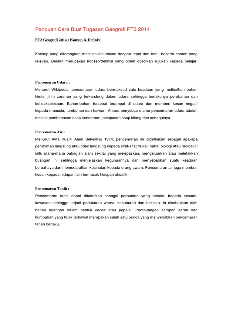 Panduan Cara Buat Tugasan Geografi PT3 2014