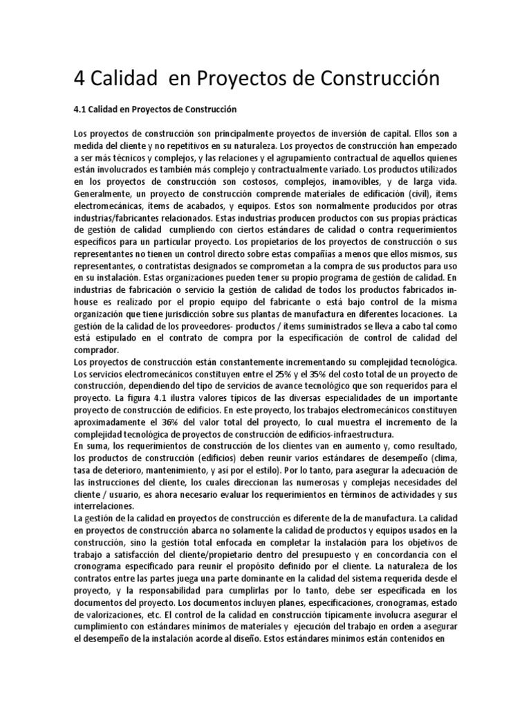 Calidad en Proyectos de Construcción | PDF | Calidad (comercial) | Diseño
