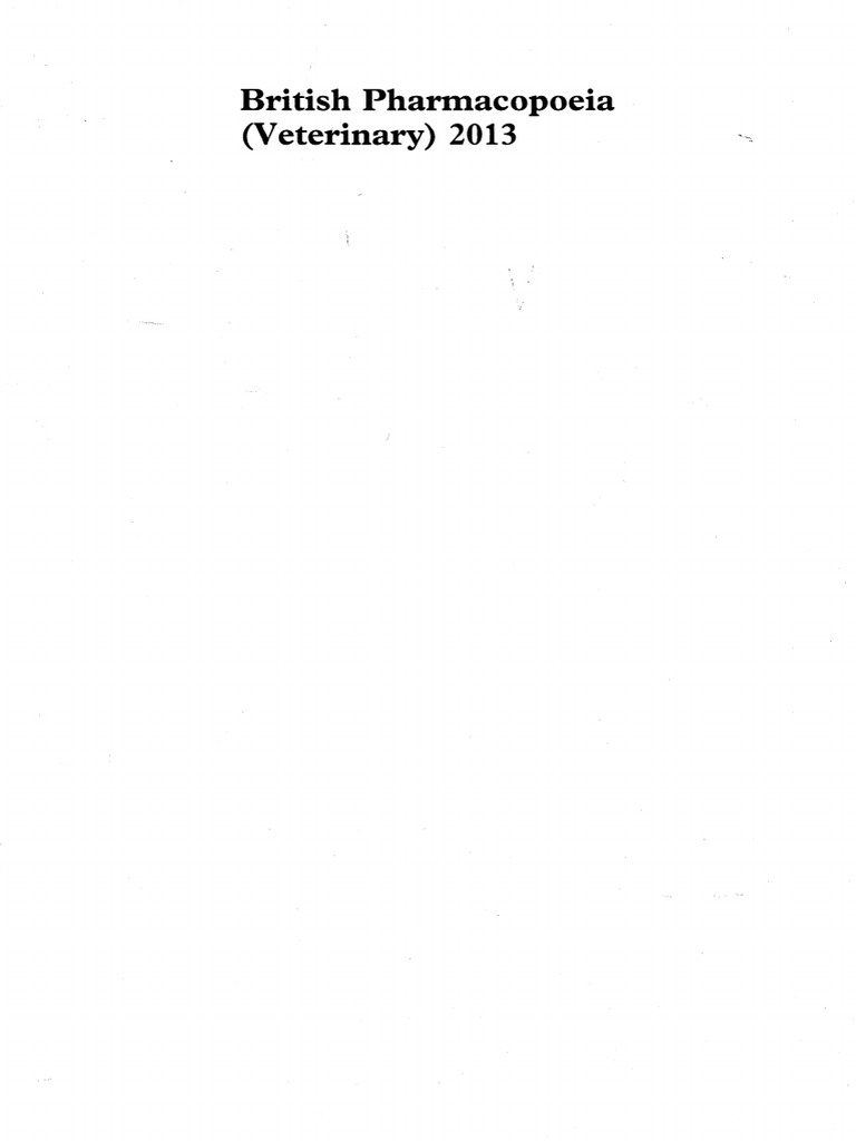 British Pharmacopoeia Veterinaria PDF Pharmacy Health Care