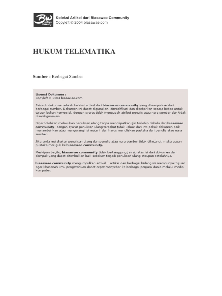 Hukum Telematika | PDF