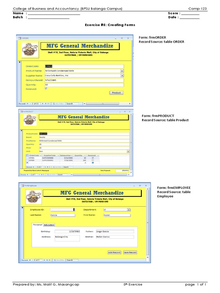 Exercise 5 - Creating Forms | PDF | Career & Growth