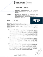 Circular 38 de 2014 - Afiliación y Pago de Cotización Trabajadores Independientes Que Realicen Actividades de Alto Riesgo