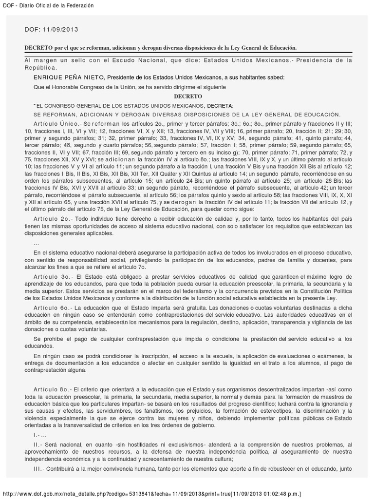 02 DOF Decreto Ley General de Educacion PDF | PDF | Educación primaria ...
