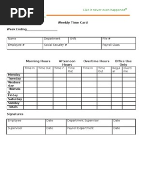 Weekly Time Card
