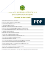 Persatuan Sains Dan Matematik 2014 SMK Sultan Sulaiman Shah: General Science Quiz