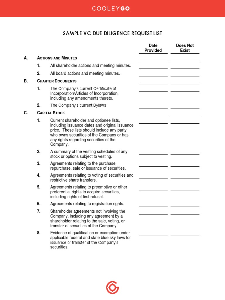 VC Due Diligence Request Checklist | PDF | Securities (Finance) | Trade ...