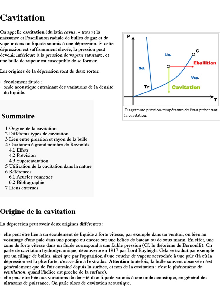 Cavitation — Wikipédia Sciences physiques Science