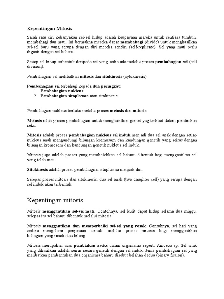 Kepentingan Mitosis Pdf