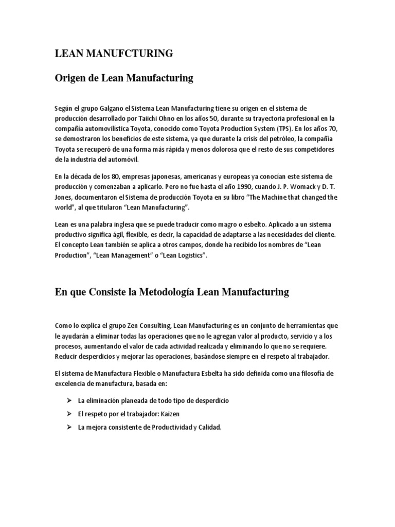 Lean Manufacturing | PDF | Lean Manufacturing | Teoría de sistemas