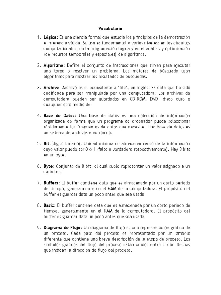 Vocabulario de Programación | PDF | Programa de computadora | Programación