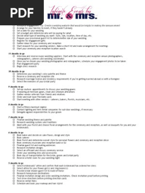 Wedding Timeline