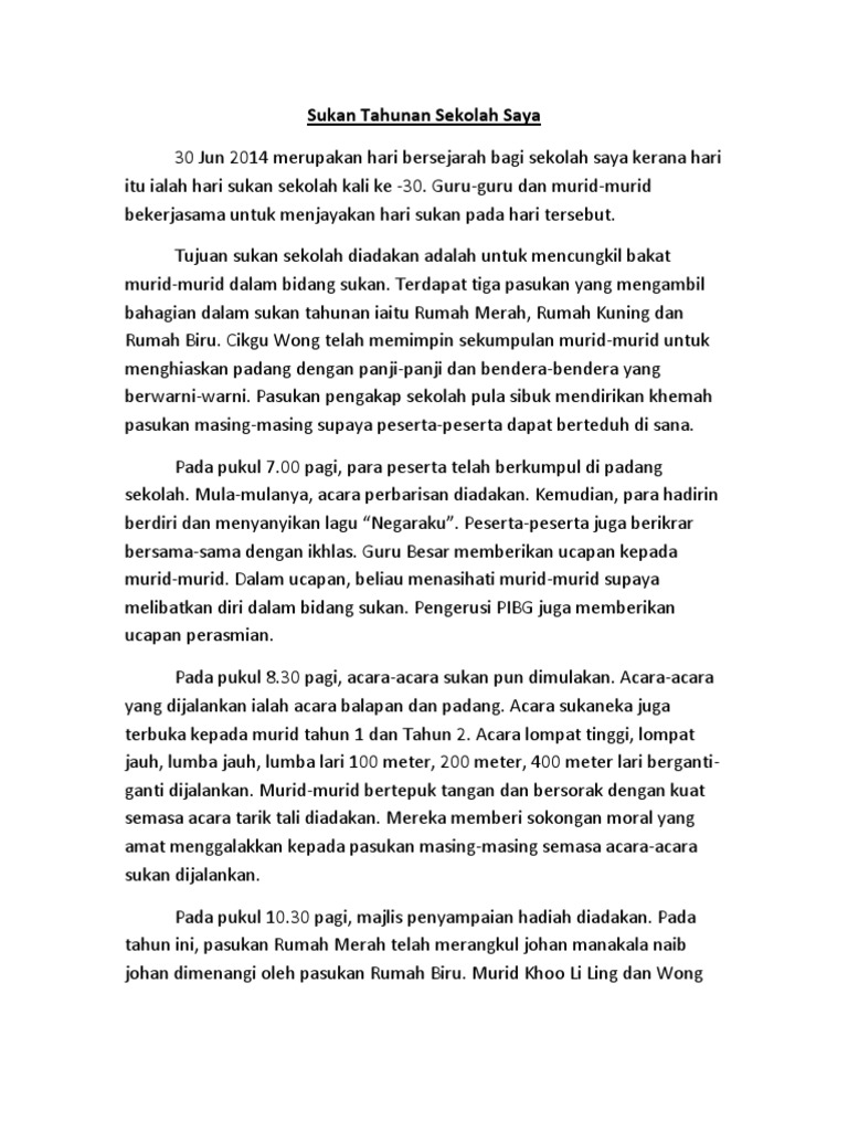 Sukan Tahunan Sekolah Saya Pdf